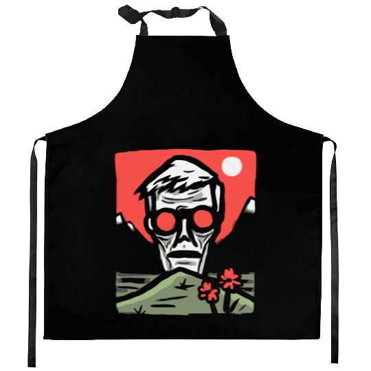 Japan Red Sun Creepy Guy Kitchen Aprons