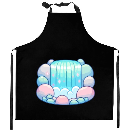 Serene Cascade: Pastel Waterfall Bliss Kitchen Aprons