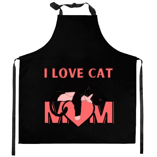 I Love Cat Mom Cats Lover Kitchen Aprons