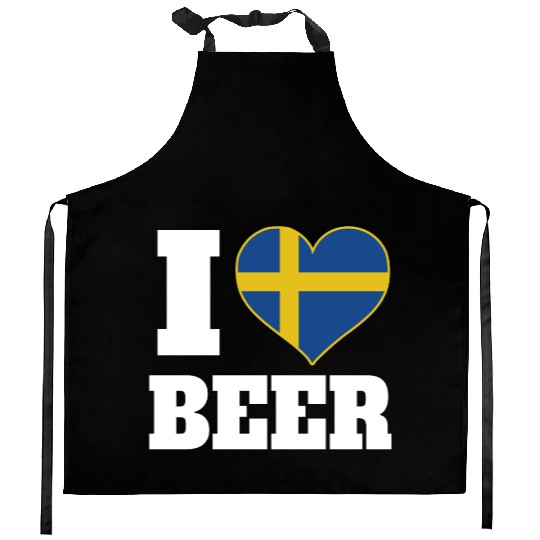 I Love Beer And Sweden Patriotic Expression Kitchen Aprons