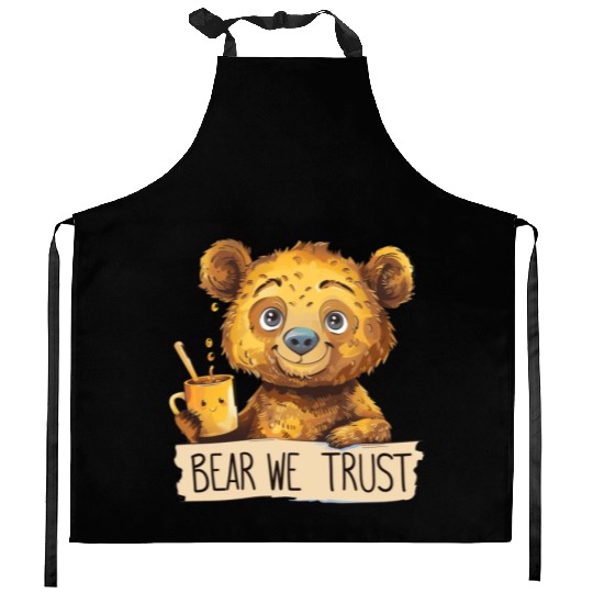 In Bear We Trust Honey vs Hot Chocolate Kitchen Aprons