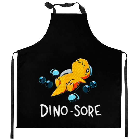 Dinosaur Workout Gym Fitness Lifting Dino Sore Kitchen Aprons