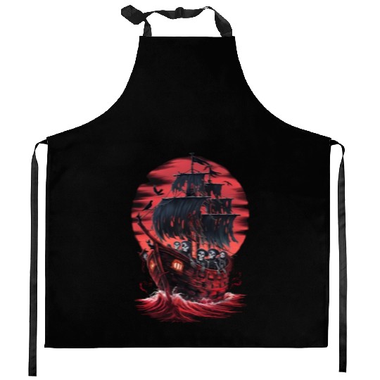 Creepy Sailing Boat Funny Pirat Kitchen Aprons