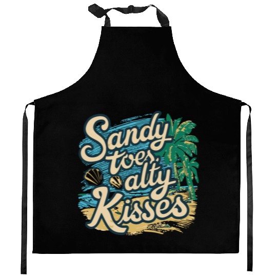 Summer Sandy Toes Salty Kisses Beach lover Kitchen Aprons