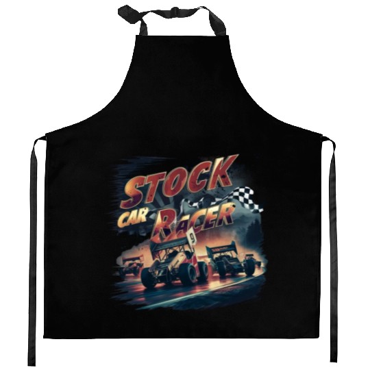 STOCK CAR RACER Kitchen Aprons