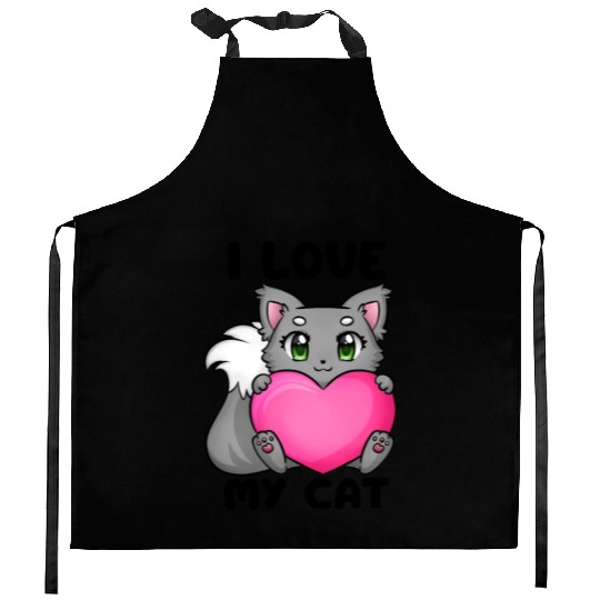 Funny Cat Quote I Love My Cat Cool Cat Kitchen Aprons