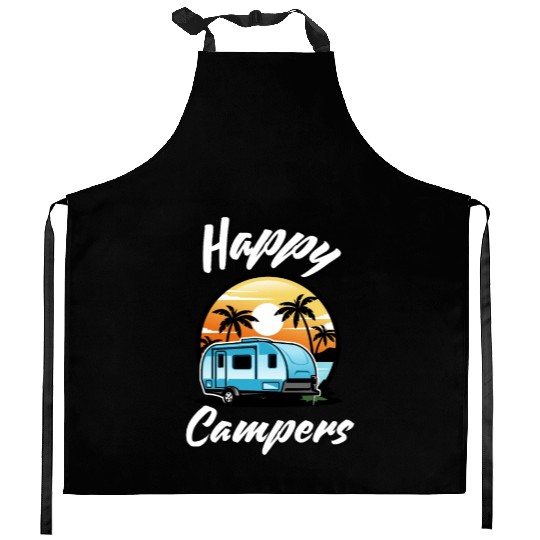 Funny Camping Hiking Lover Present Happy Camper Kitchen Aprons