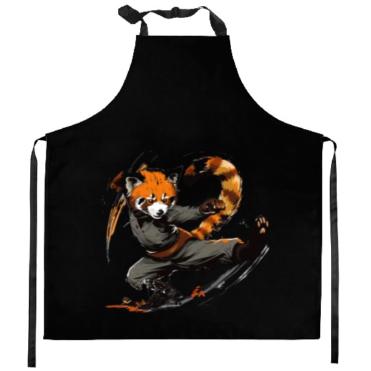 High Kick Red Panda Kitchen Aprons