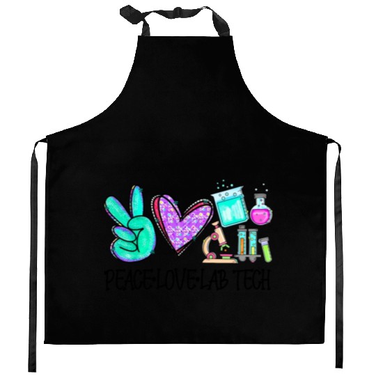 Peace Love Lab Tech Medical Laboratory Professiona Kitchen Aprons