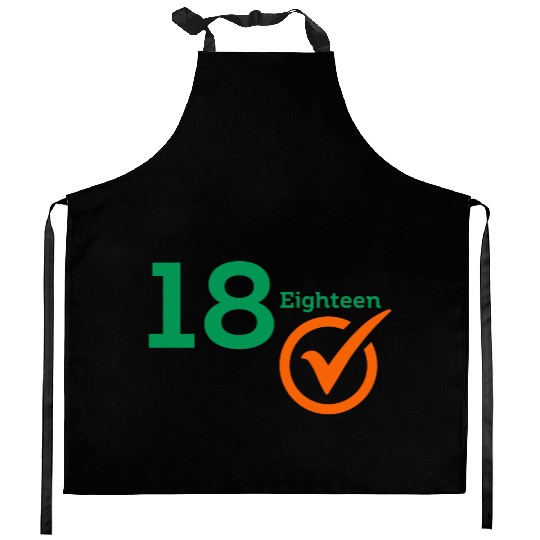 The Number 18 Eighteen Typography Kitchen Aprons