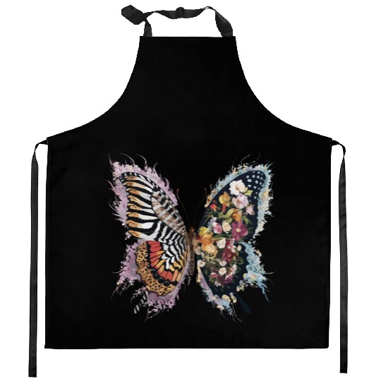 Colorful Floral Butterfly Nature Lover Kitchen Aprons