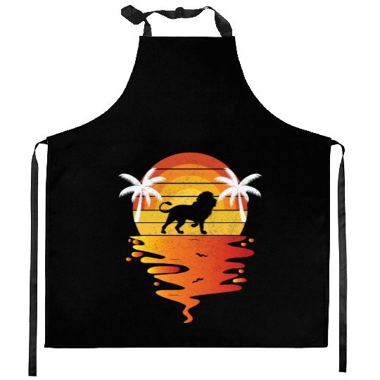 Lion Kitchen Aprons retro sunset 70s vintage zookeeper Lion