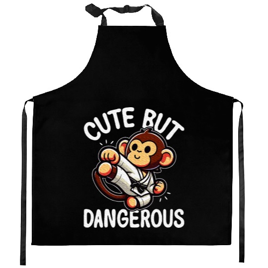 Cute but Dangerous Karate Taekwondo Monkey Karate Kitchen Aprons