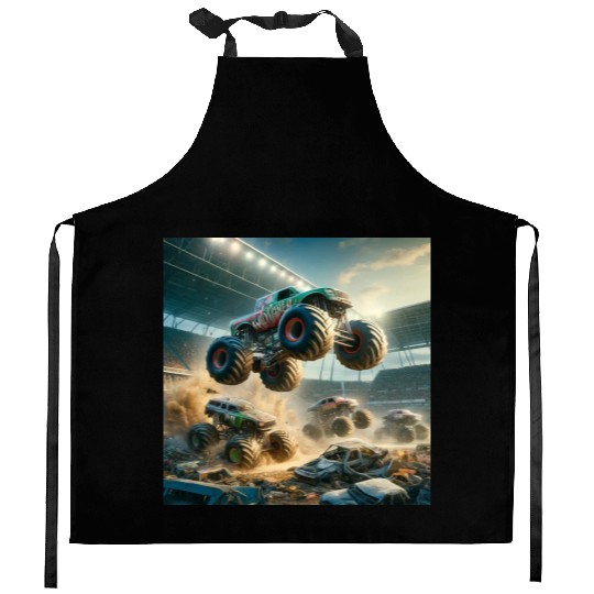 Monster Madness Monster Trucks Kitchen Aprons