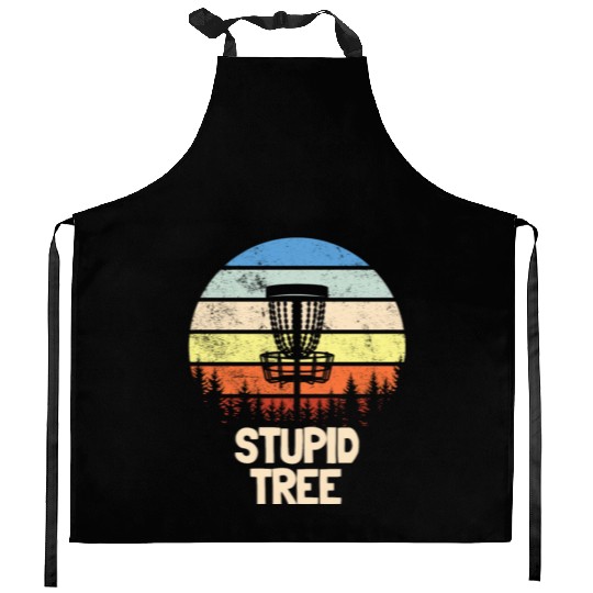 Stupid Tree Disc Golf Retro Funny Disc Golf Player Kitchen Aprons