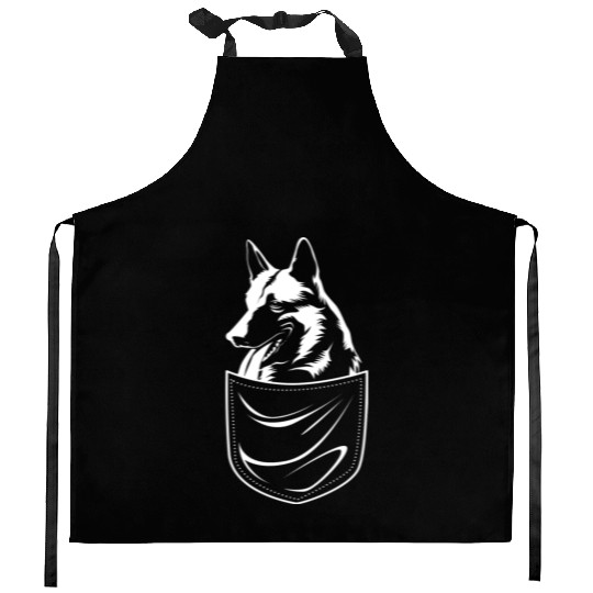 Cute Dog In Pocket Belgian Malinois Kitchen Aprons