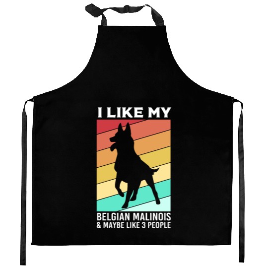 Retro Dog Silhouette I Like My Belgian Malinois Kitchen Aprons