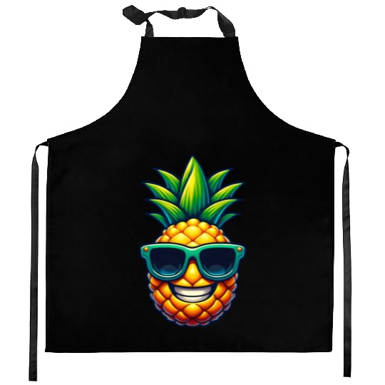 Cool Pineapple with Sunglasses Kawaii Kitchen Aprons