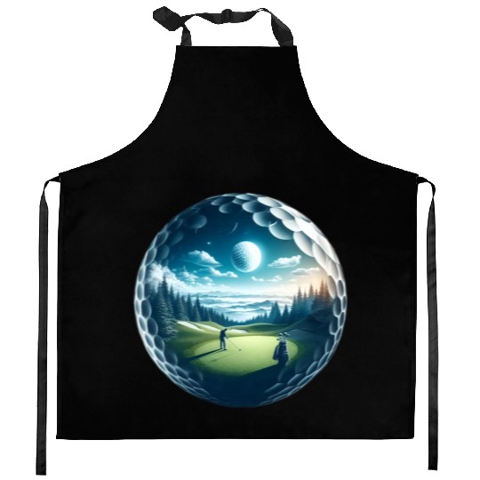 Twilight A Golf Dream Scape Surreal Golfing Course Kitchen Aprons