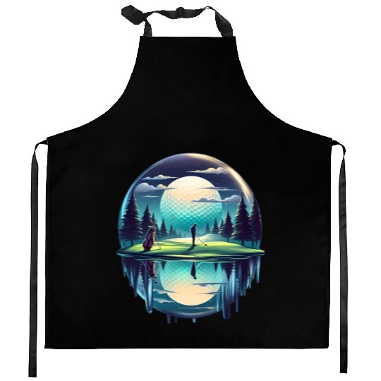 Night Golfer Escape Golfing Twilight Fairway Kitchen Aprons