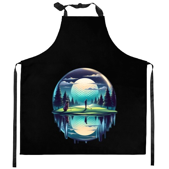 Night Golfer Escape Golfing Twilight Fairway Kitchen Aprons