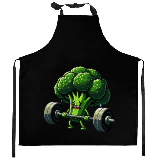 Deadlift Broccoli Gym Fitness Motivation Kitchen Aprons