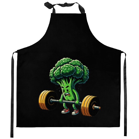 Deadlift Broccoli Gym Fitness Motivation Kitchen Aprons