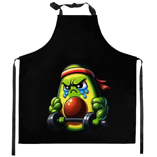 Weightlifing Fitness Workout Gym Avocado Kitchen Aprons