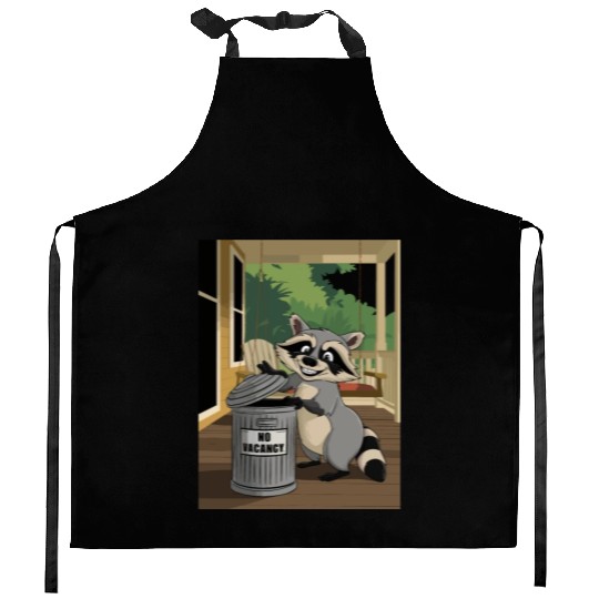 Racoon Trash Panda Metal Trash Can No Vacancy Kitchen Aprons