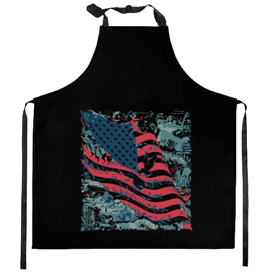 patriotism and nature The American flag Kitchen Aprons