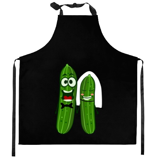 Cucumber Bride Groom Wedding Kitchen Aprons