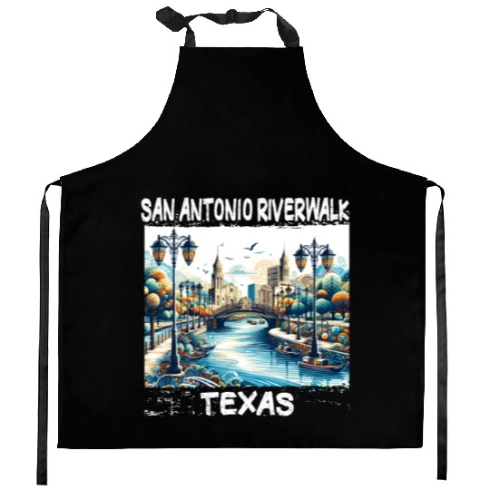 San Antonio Riverwalk Kitchen Aprons