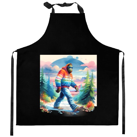 Bฺigfoot Wilderness Wanderer: Retro Ramble Kitchen Aprons