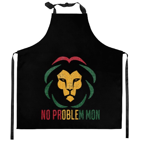 No Problem Mon Jamaica Lion Of Judah Jamaican Flag Kitchen Aprons