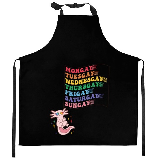 Cute Pride LGBTQ Axolotl - Dare to be Yourself Kitchen Aprons