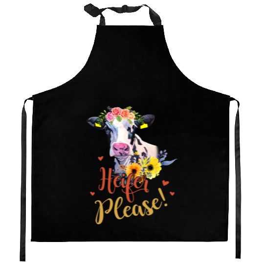 Salty A Heifer Please Funny Farmer Cow Lovers Kitchen Aprons