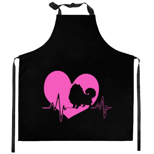 Puppy Dog Heartbeat Cute Pomeranian Silhouette Kitchen Aprons