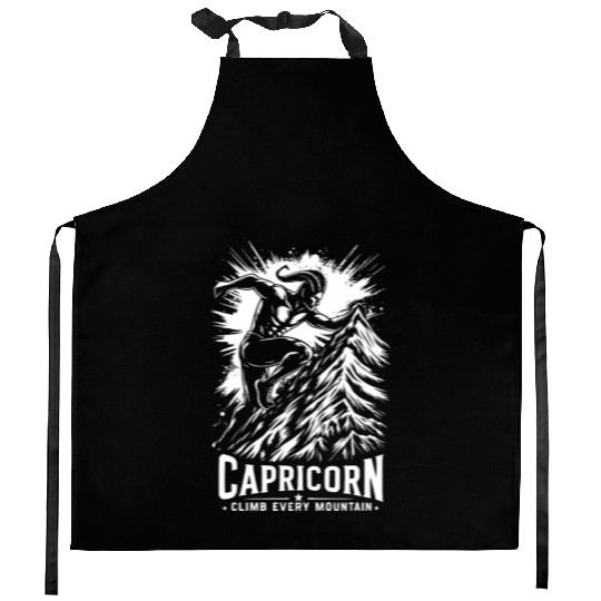 Capricorn Climb every mountain Kitchen Aprons