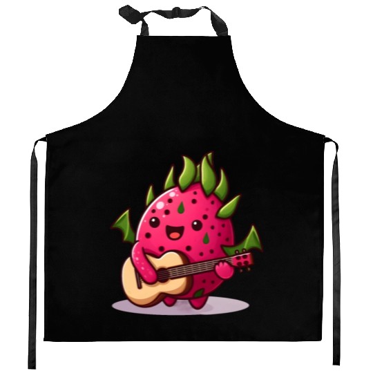 Dragon fruit plays guitar Kitchen Aprons