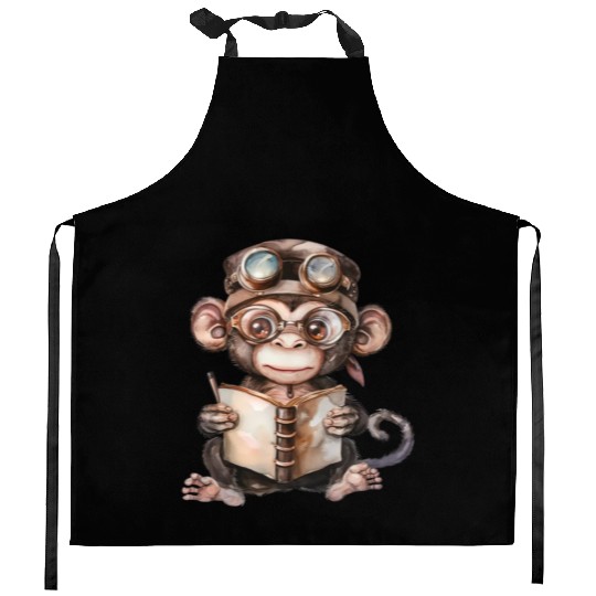 Watercolor Cute Reading Animals, Reading Animal Kitchen Aprons