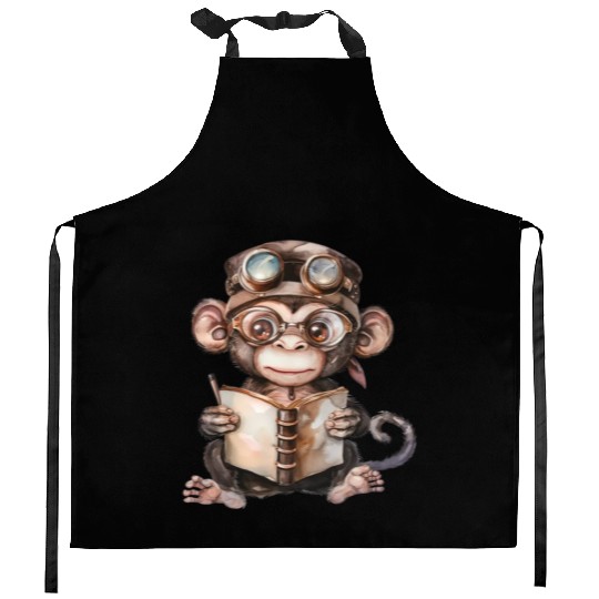 Watercolor Cute Reading Animals, Reading Animal Kitchen Aprons