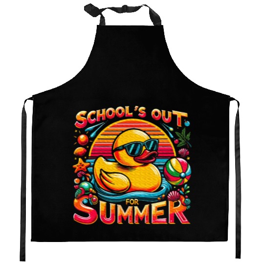 Schools Out For Summer Teacher Yellow Duck Kitchen Aprons