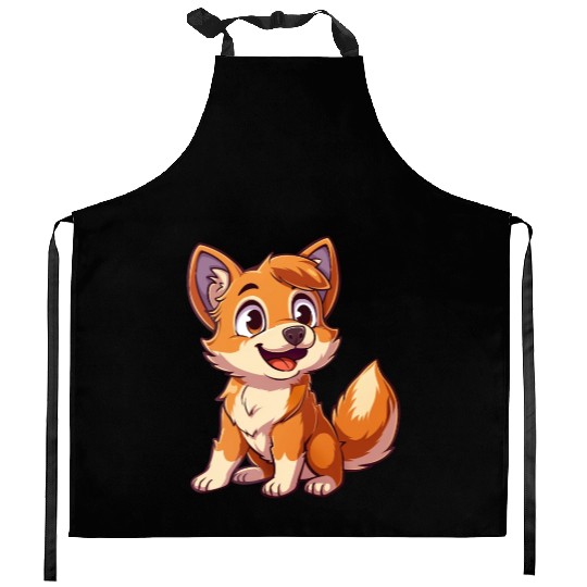 Adorable Smiling Fox Cub Enthusiast Kitchen Aprons