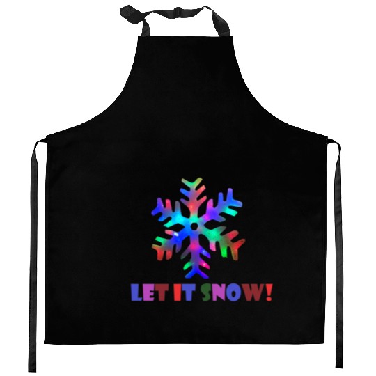 Let it Snow! (Colorful Snowflake Design) Kitchen Aprons
