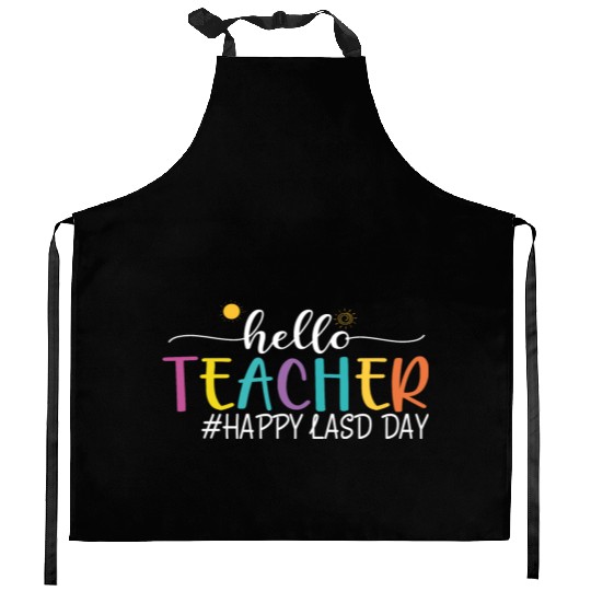 hello teacher Happy day preschool summer student Kitchen Aprons