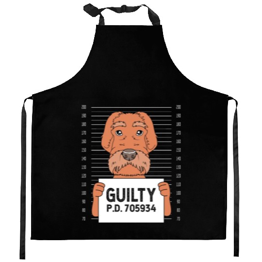 Funny Wirehaired Pointing Griffon Dog Mugshot Kitchen Aprons