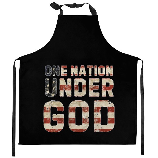 US American Flag One Nation Under God 4th Of July Kitchen Aprons