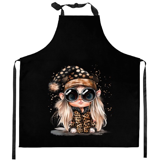 Leopard Print Gnome Clipart Images, Girly Kitchen Aprons