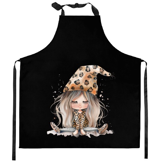 Leopard Print Gnome Clipart Images, Girly Kitchen Aprons