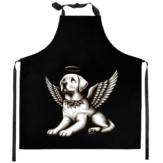 Labrador angel wings black white halo Kitchen Aprons